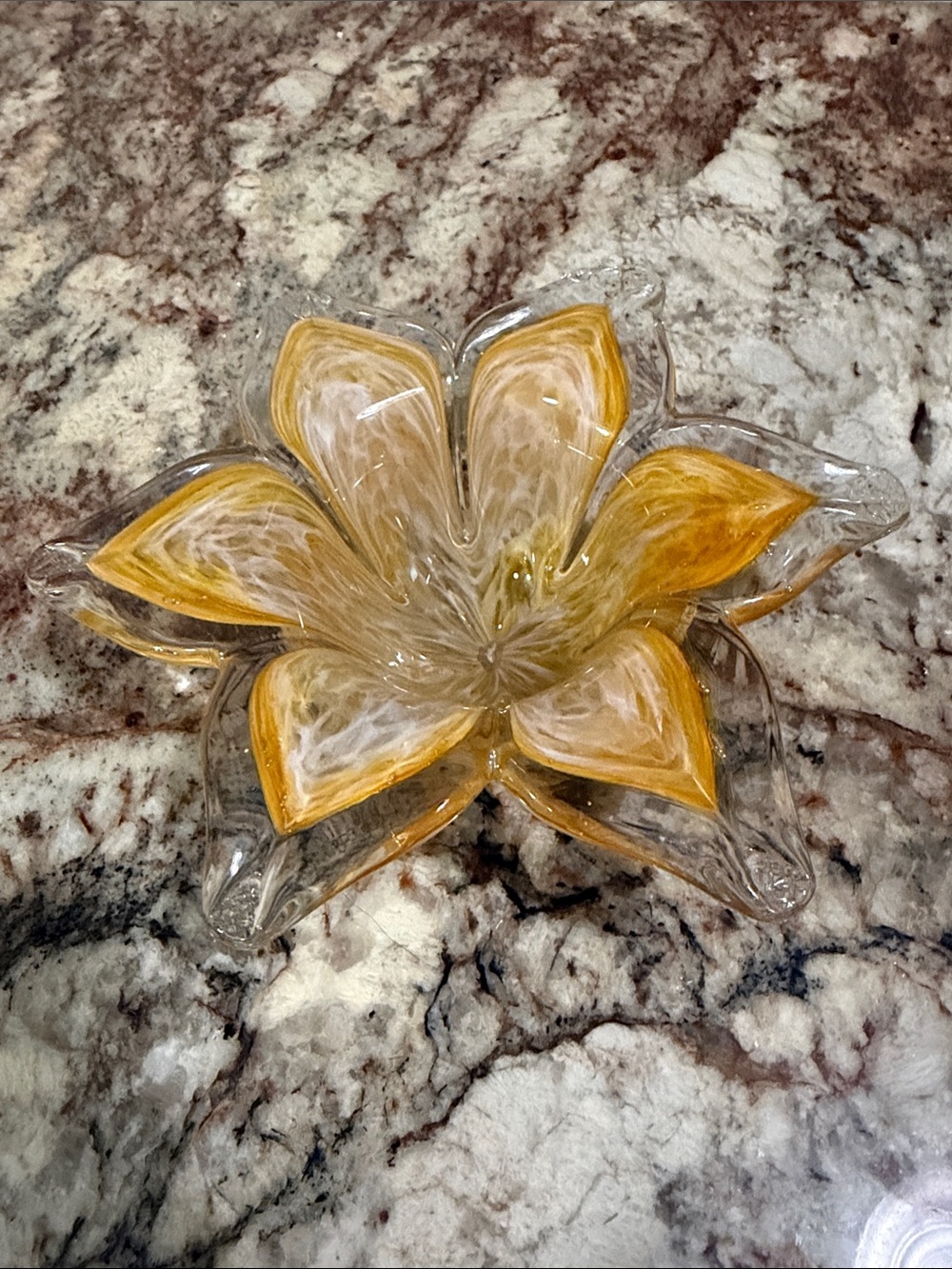 Vintage Murano Glass Flower Bowl in Yellow and Clear